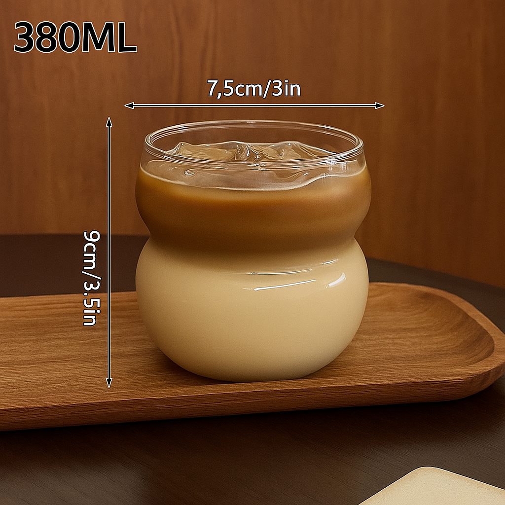3D Cloud Glass Cup – Heat-Resistant Iced Coffee & Juice Tumbler