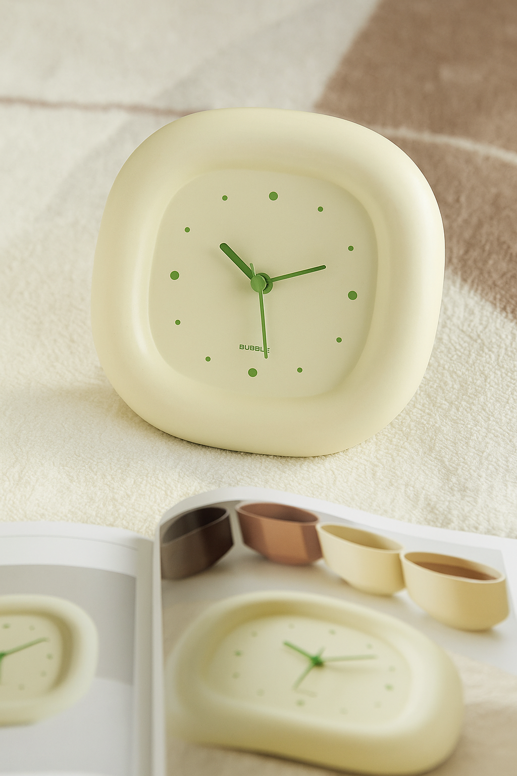 Cream Bubble Wall Clock – Silent Non-Ticking Minimalist Clock for Bedroom & Living Room