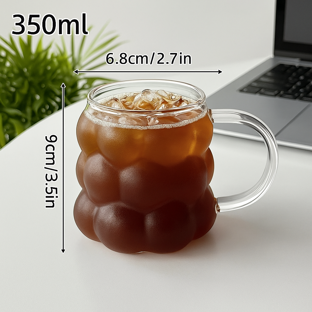 3D Cloud Glass Cup – Heat-Resistant Iced Coffee & Juice Tumbler
