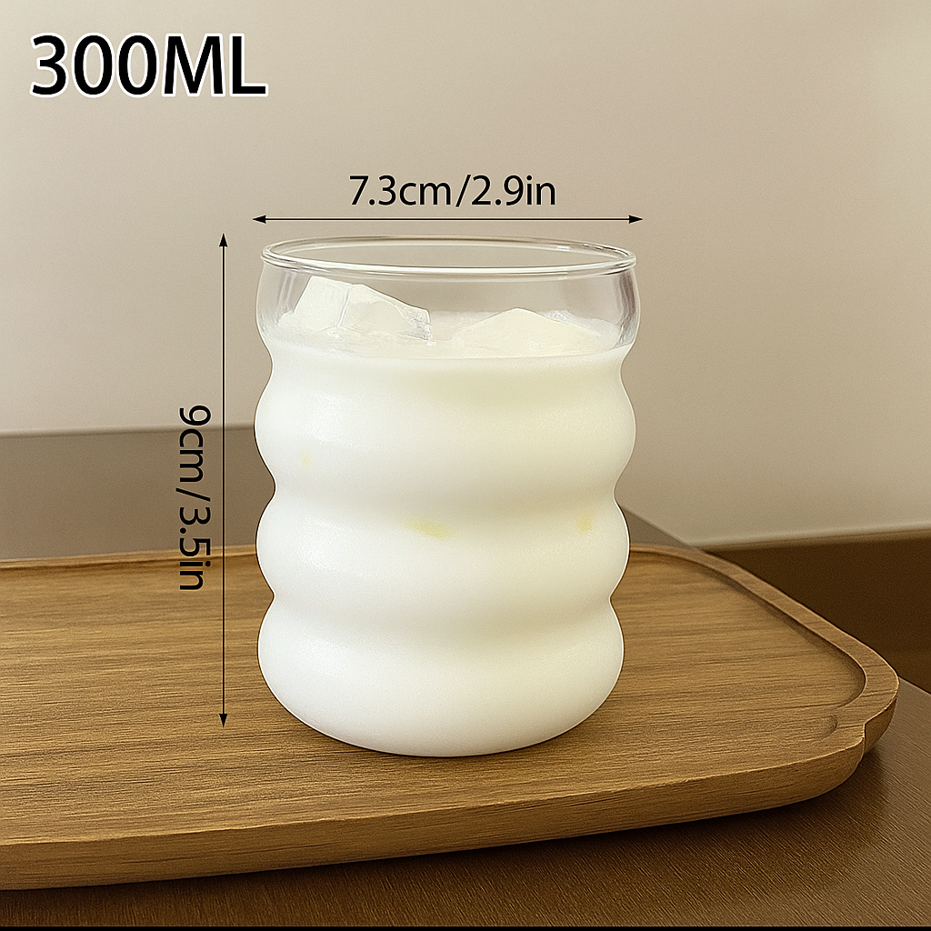 3D Cloud Glass Cup – Heat-Resistant Iced Coffee & Juice Tumbler