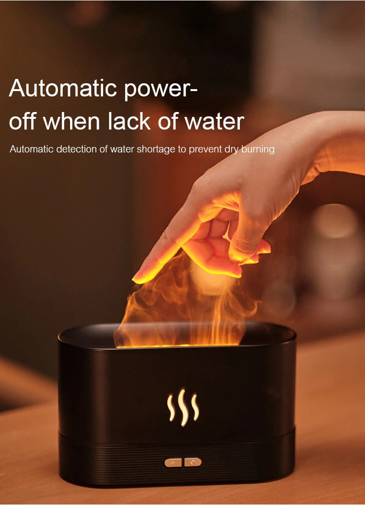 Kinscoter Flame Aroma Diffuser – 180ml Ultrasonic Cool Mist Humidifier with LED Light & Essential Oil Function