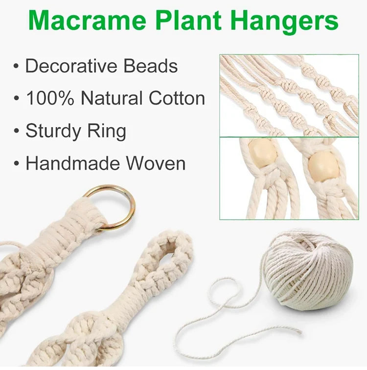 Handmade Macrame Hanging Plant Holder – Boho Flower Pot Hanger for Indoor & Outdoor Decor