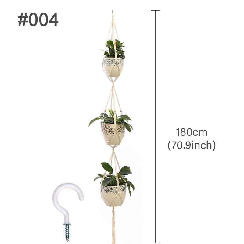 Handmade Macrame Hanging Plant Holder – Boho Flower Pot Hanger for Indoor & Outdoor Decor