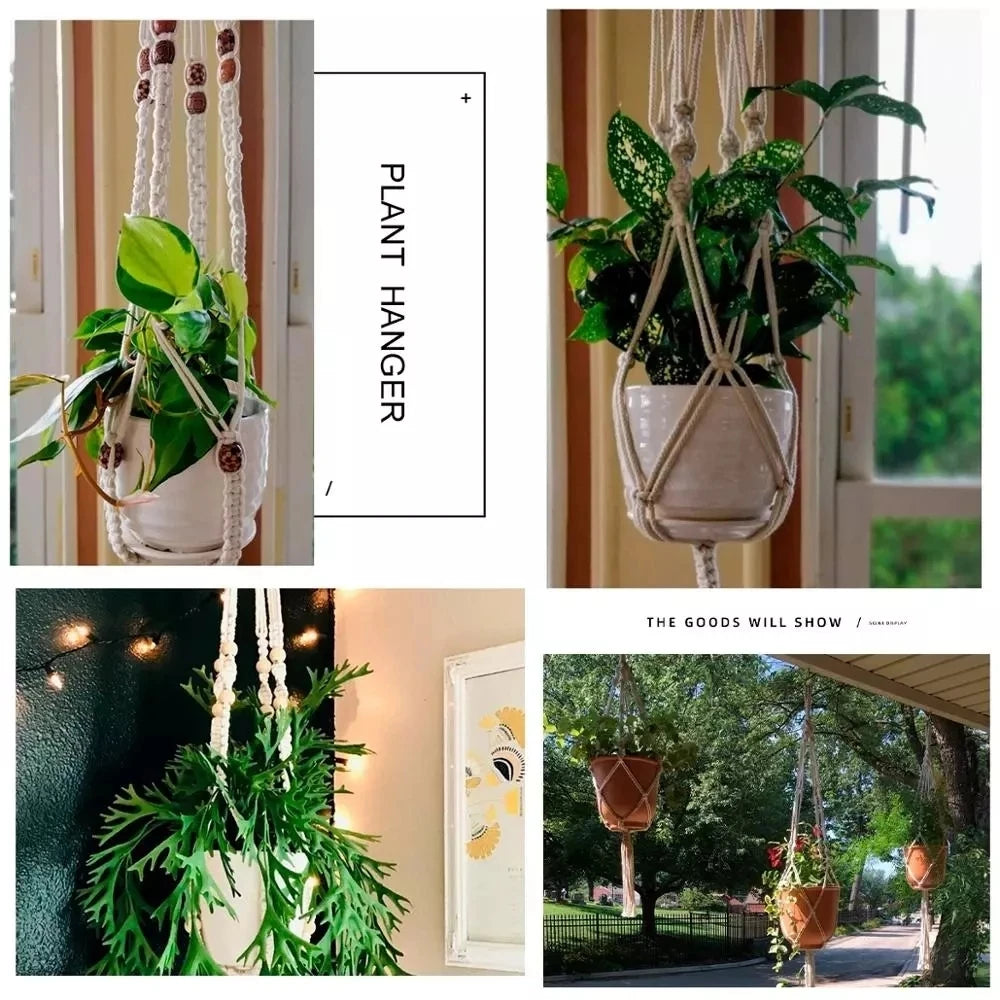 Handmade Macrame Hanging Plant Holder – Boho Flower Pot Hanger for Indoor & Outdoor Decor