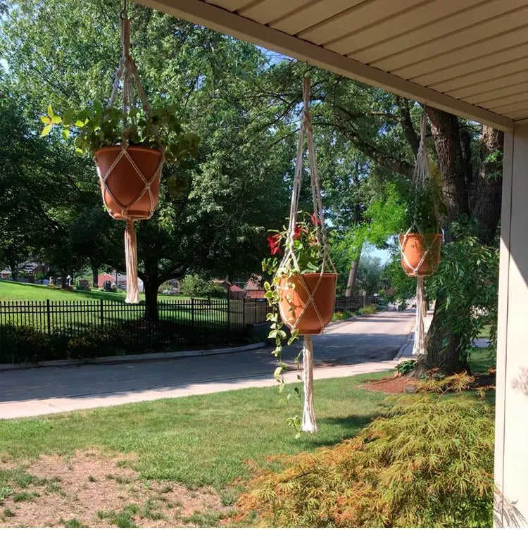 Handmade Macrame Hanging Plant Holder – Boho Flower Pot Hanger for Indoor & Outdoor Decor