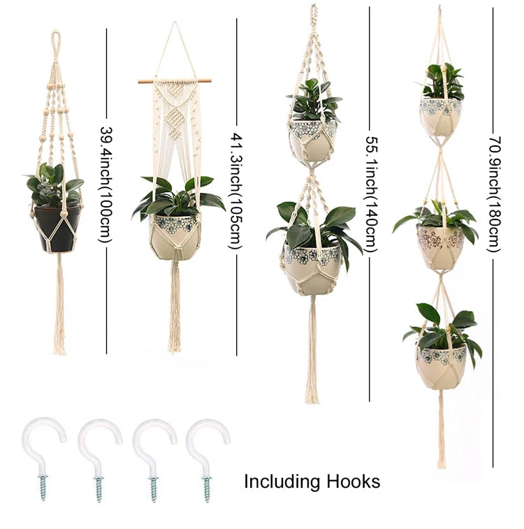 Handmade Macrame Hanging Plant Holder – Boho Flower Pot Hanger for Indoor & Outdoor Decor