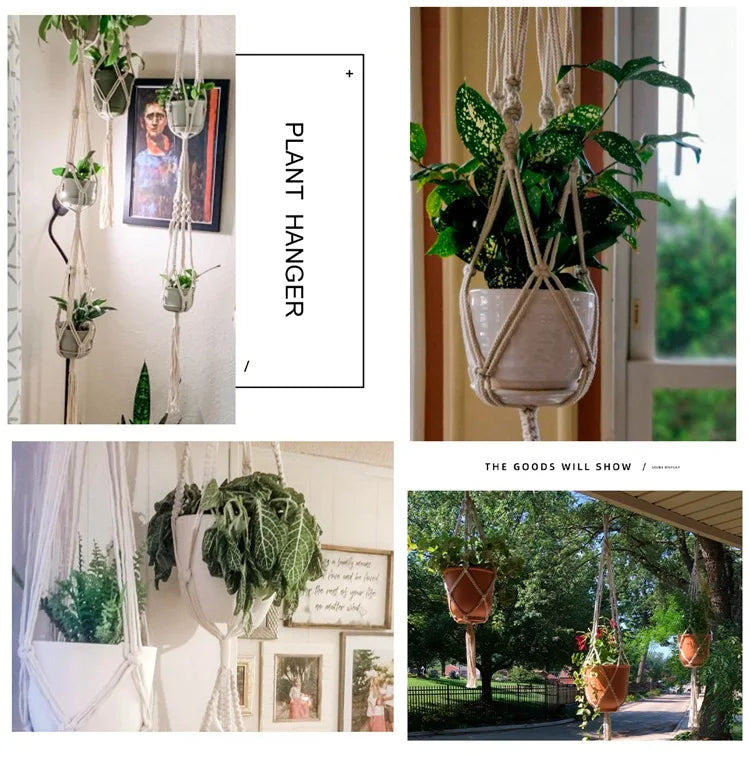 Handmade Macrame Hanging Plant Holder – Boho Flower Pot Hanger for Indoor & Outdoor Decor