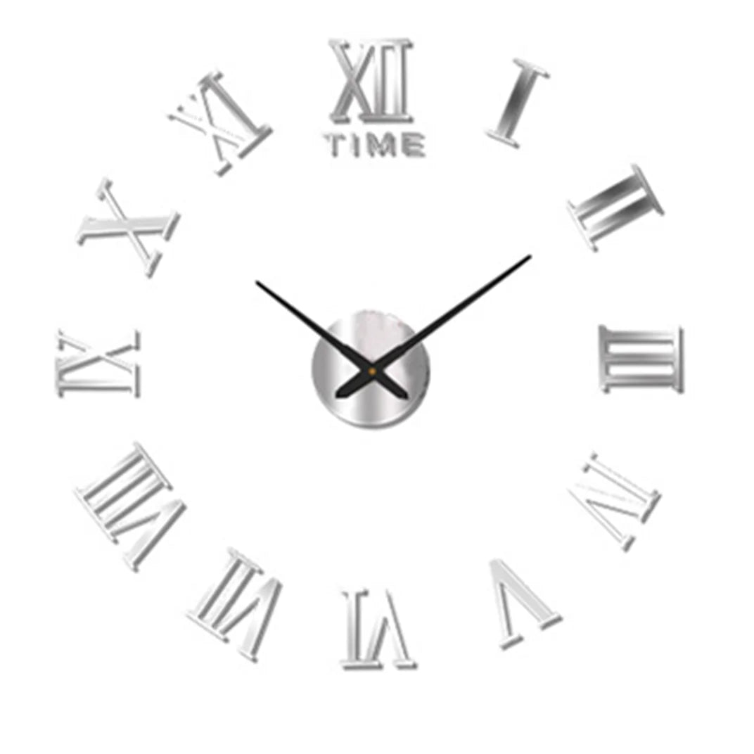 Modern 3D DIY Large Wall Clock – Quartz Acrylic Mirror Sticker Clock for Living Room & Office Décor
