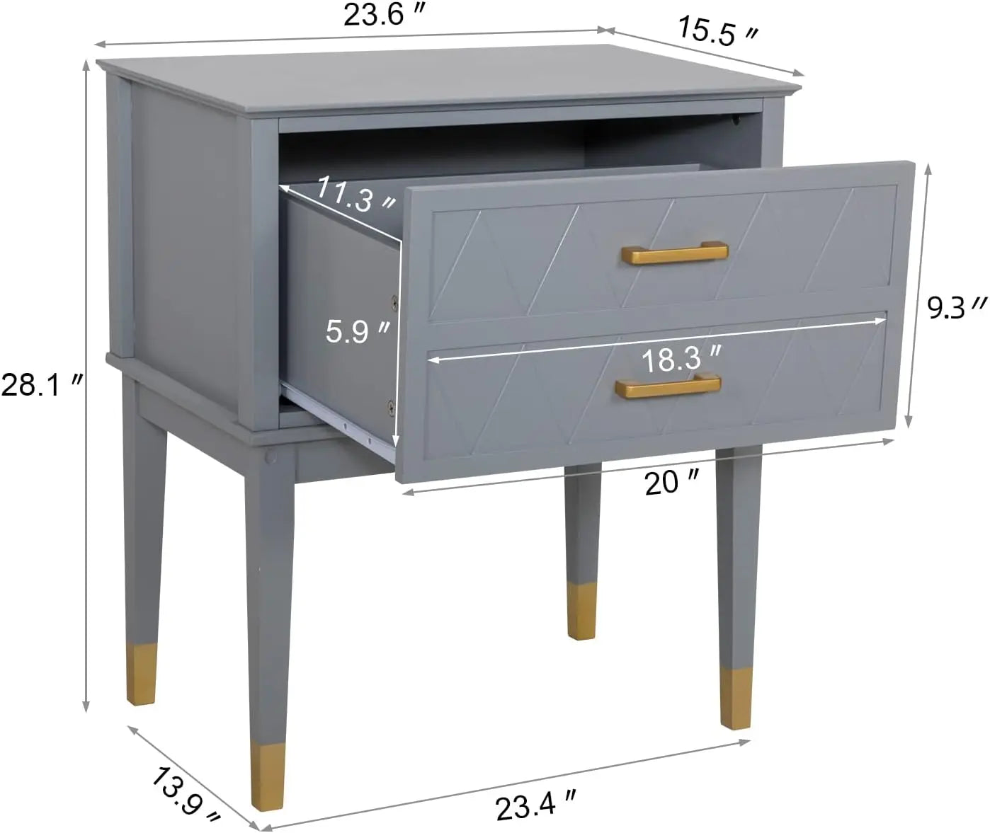 Modern Tall End Table with Drawers – Elegant Nightstand for Bedroom or Living Room