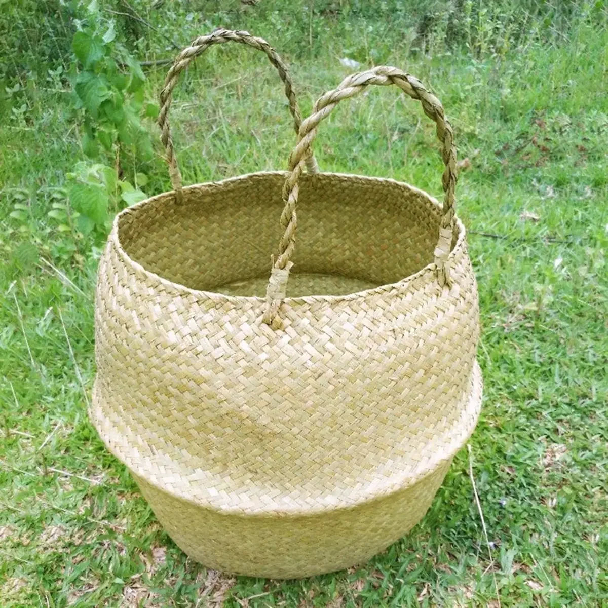 Handwoven Seaweed Wicker Basket – Multi-Use Boho Storage & Planter Basket (Various Sizes)
