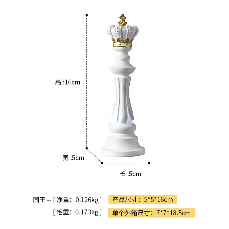 Luxury Resin Chess Figurine Set – King, Queen & Knight Decorative Sculptures for Home & Office