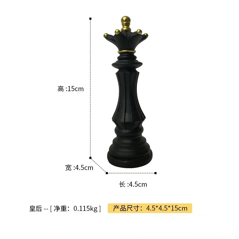 Luxury Resin Chess Figurine Set – King, Queen & Knight Decorative Sculptures for Home & Office