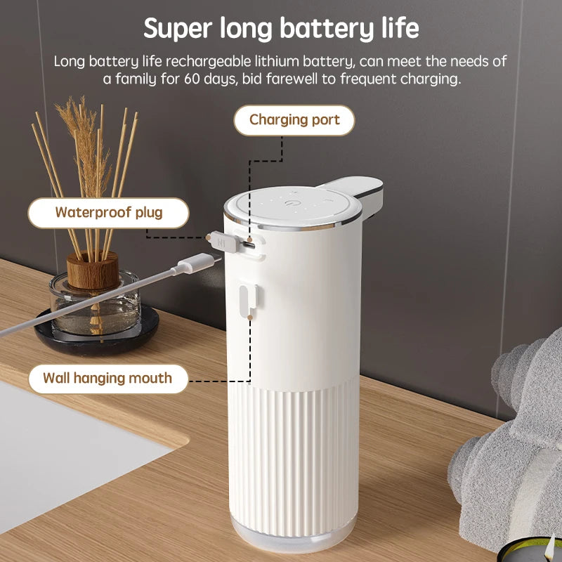 Smart Touchless Automatic Soap Dispenser – Wall-Mounted or Desktop Use | Rechargeable USB Foam & Liquid Hand Wash Pump (360ml)