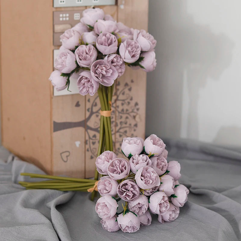 27-Head Artificial Peony Rose Bouquet – Soft Silk Flowers for Vase & Wedding Decor