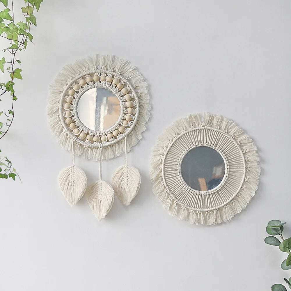 Boho Macrame Wall Mirror β Handmade Hanging Decor for Bedroom & Nursery