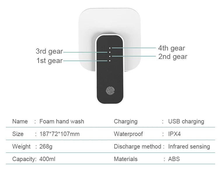 Smart Touchless Foam Soap Dispenser – 400mL, USB Rechargeable (White)