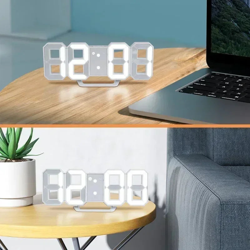 3D LED Digital Alarm Clock with Time, Date & Temperature – Modern Wall & Desk Display