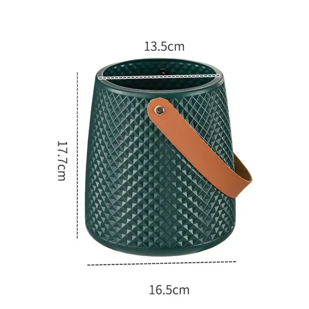 Nordic Style Leather Handle Flower Vase – Modern Anti-Fall Plastic Pot for Floral Arrangements
