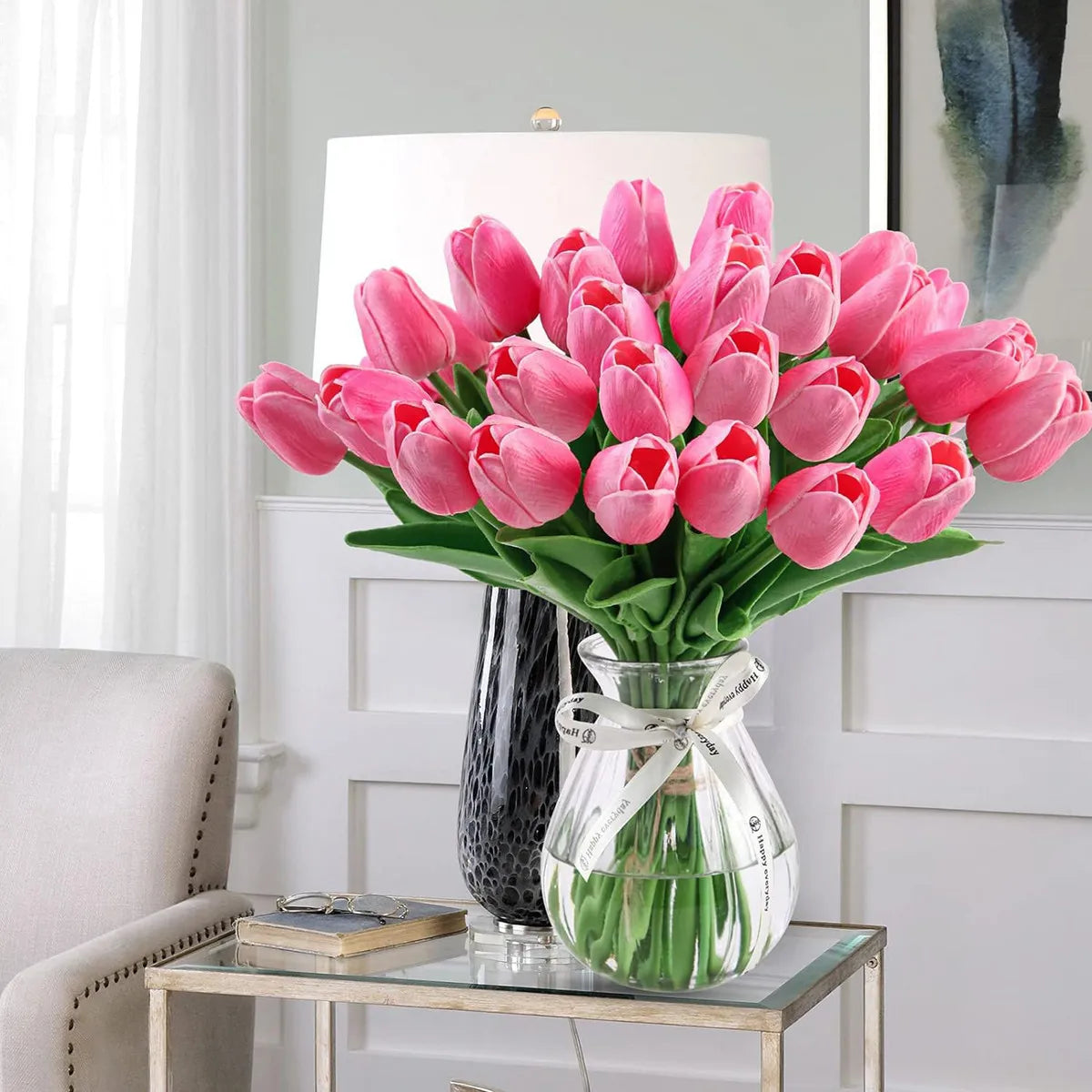 Realistic Artificial Tulip Bouquet – 10 Pcs Faux Flowers for Vase & Home Decor