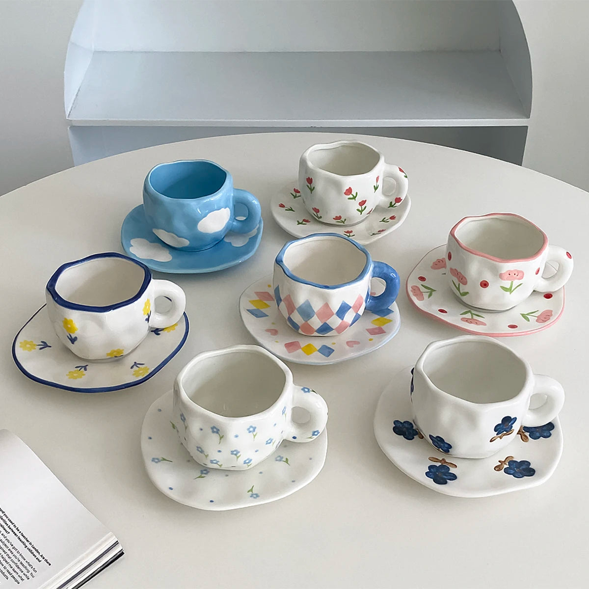 Cloud & Heart Mug Set – Ceramic Cup with Matching Saucer