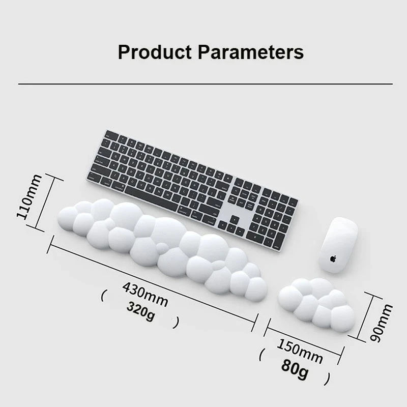 Cloud-Shaped Memory Foam Wrist Rest – Ergonomic Anti-Slip Keyboard & Mouse Pad Support