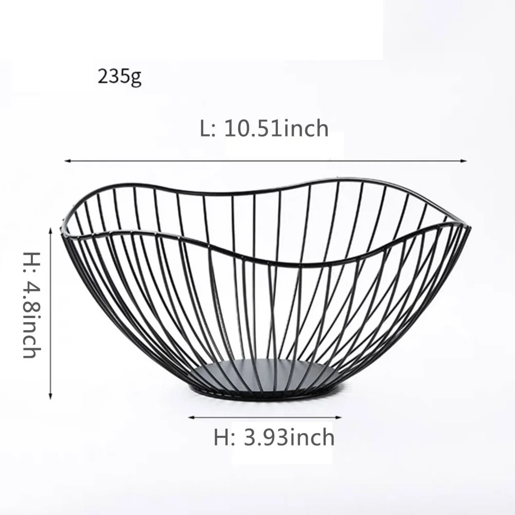 Sleek Wire Fruit Bowl – Gold & Black Iron Basket for Kitchen, Dining & Coffee Table