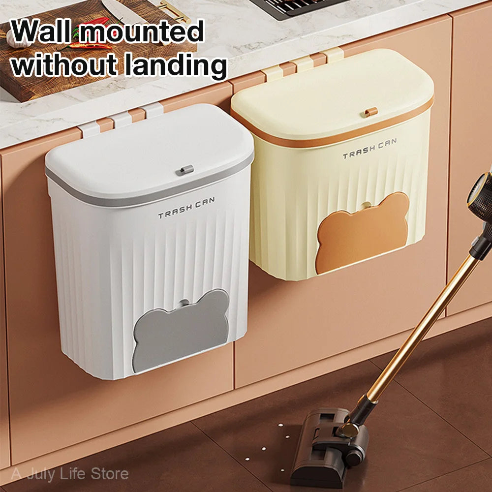 Mini Wall-Mounted Trash Bin β 8.5L/12L Compact Kitchen Wastebasket with Lid