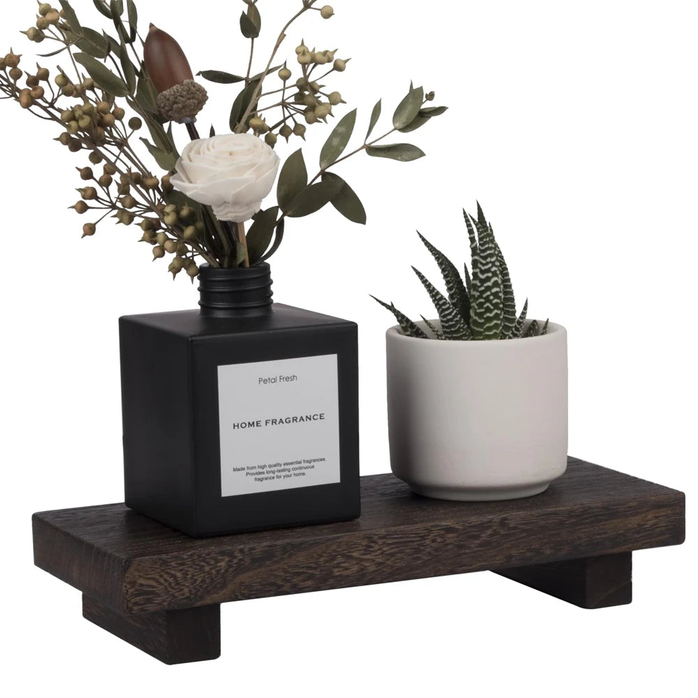 Rustic Wood Pedestal Stand – Small Decorative Riser Tray for Candle, Plant, or Soap Display