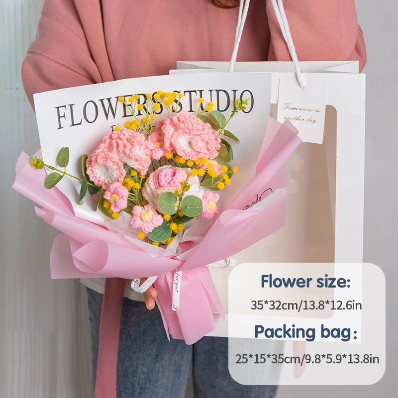 Crochet LED Flower Bouquet – Handmade Graduation & Wedding Gift