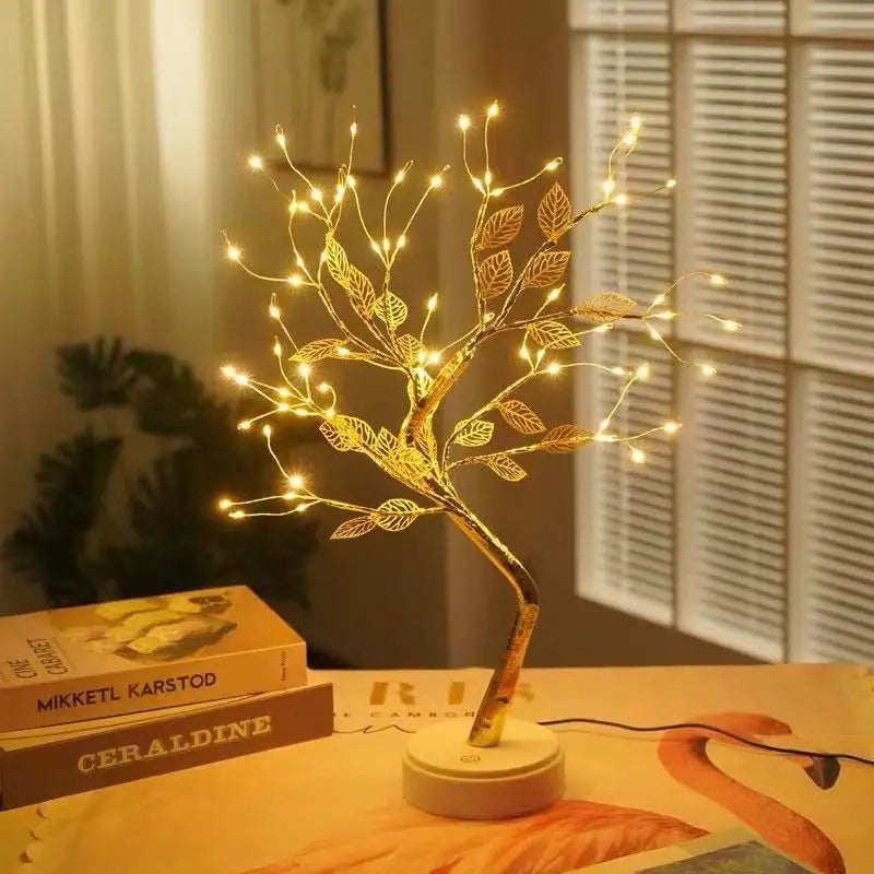 Cherry Blossom LED Bonsai Tree Lamp – Touch Switch Night Light (USB/Battery)