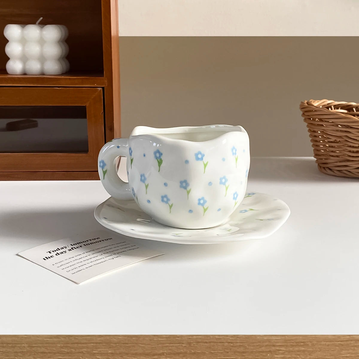 Cloud & Heart Mug Set – Ceramic Cup with Matching Saucer