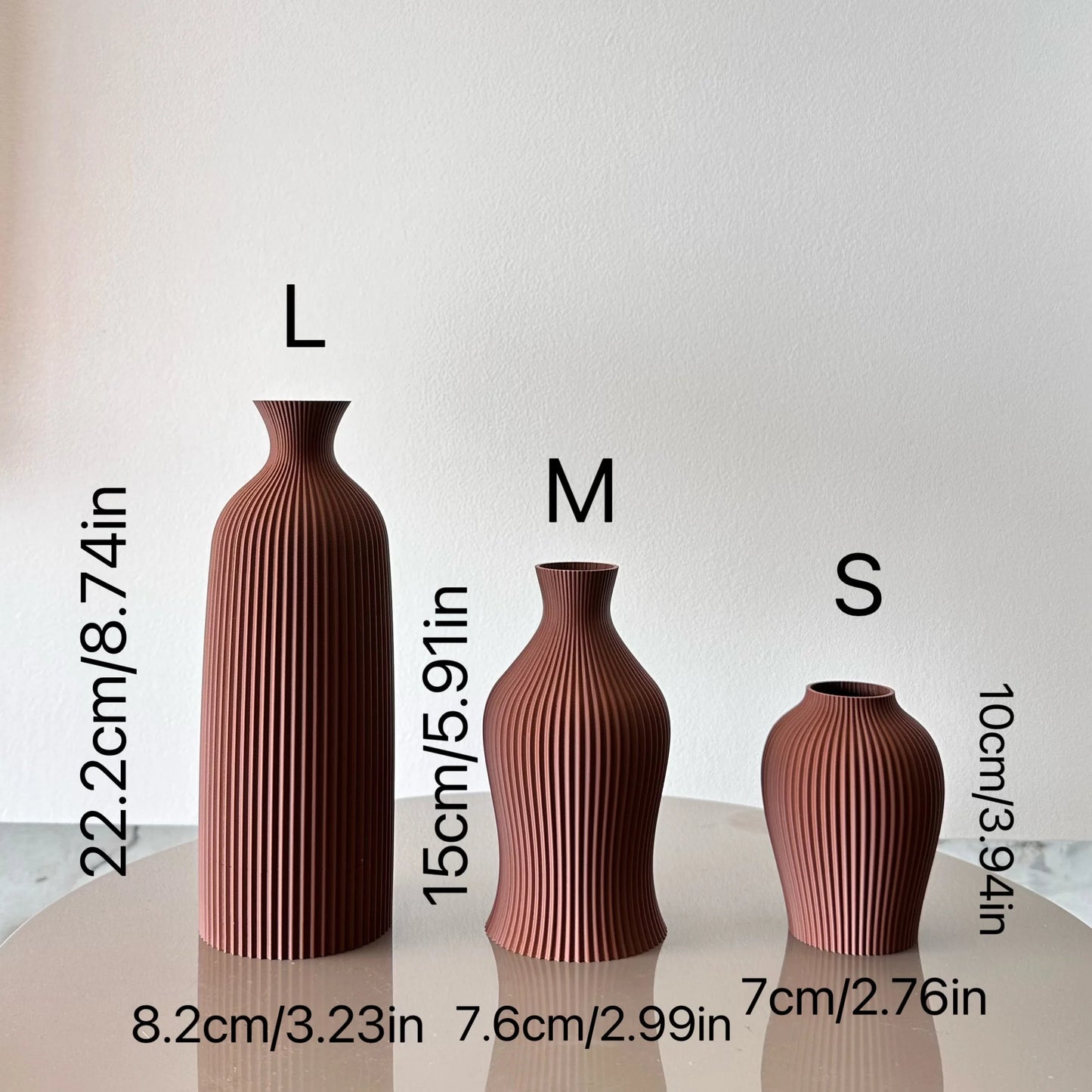 Sculpted Harmony β 3-Piece Matte Vase Set in Black or Brown