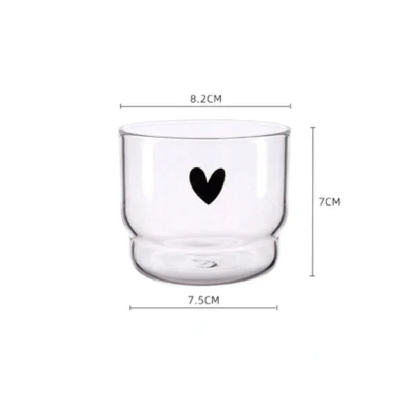 300ml Happy Face Double Wall Glass Cup – Heat-Resistant Transparent Mug