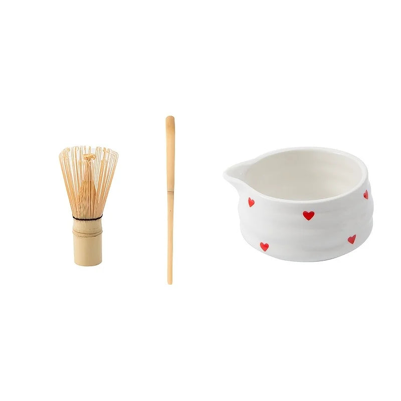 Heart Matcha Bowl – Cute Ceramic Tea Set for Gifting