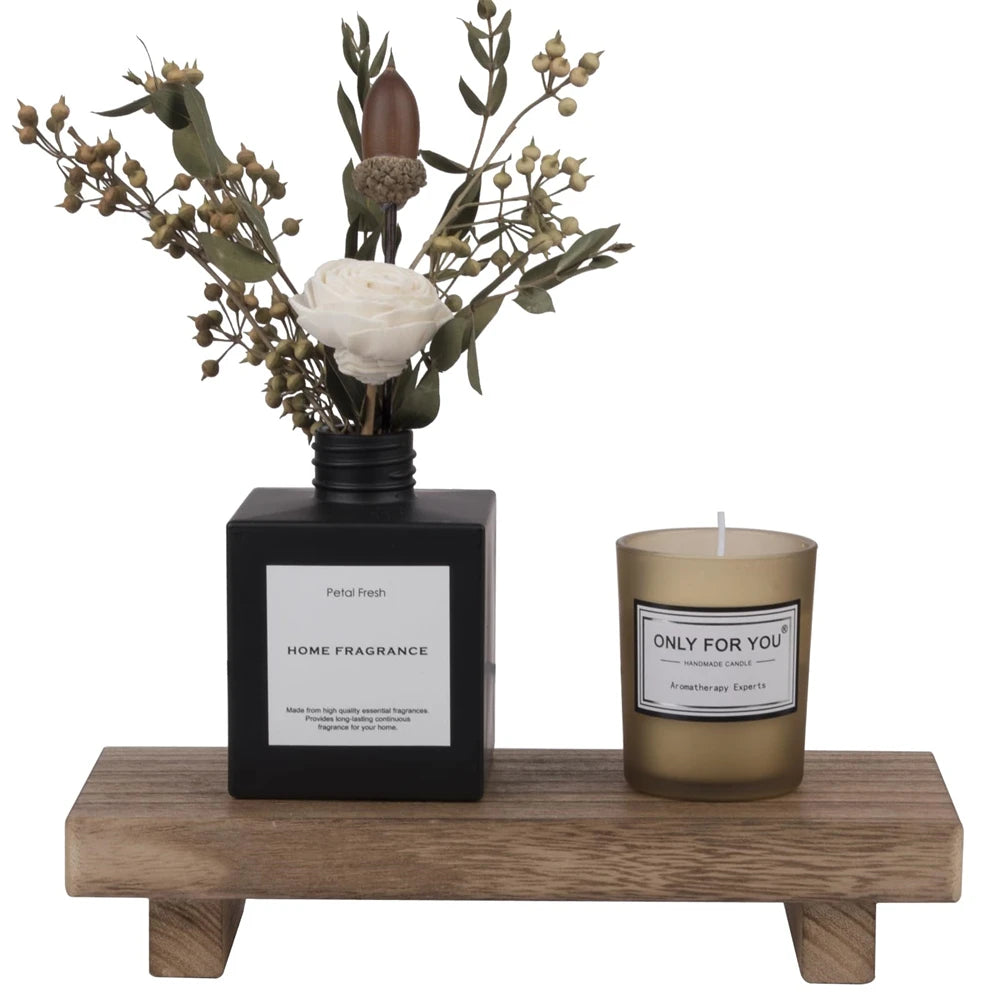 Rustic Wood Pedestal Stand – Small Decorative Riser Tray for Candle, Plant, or Soap Display