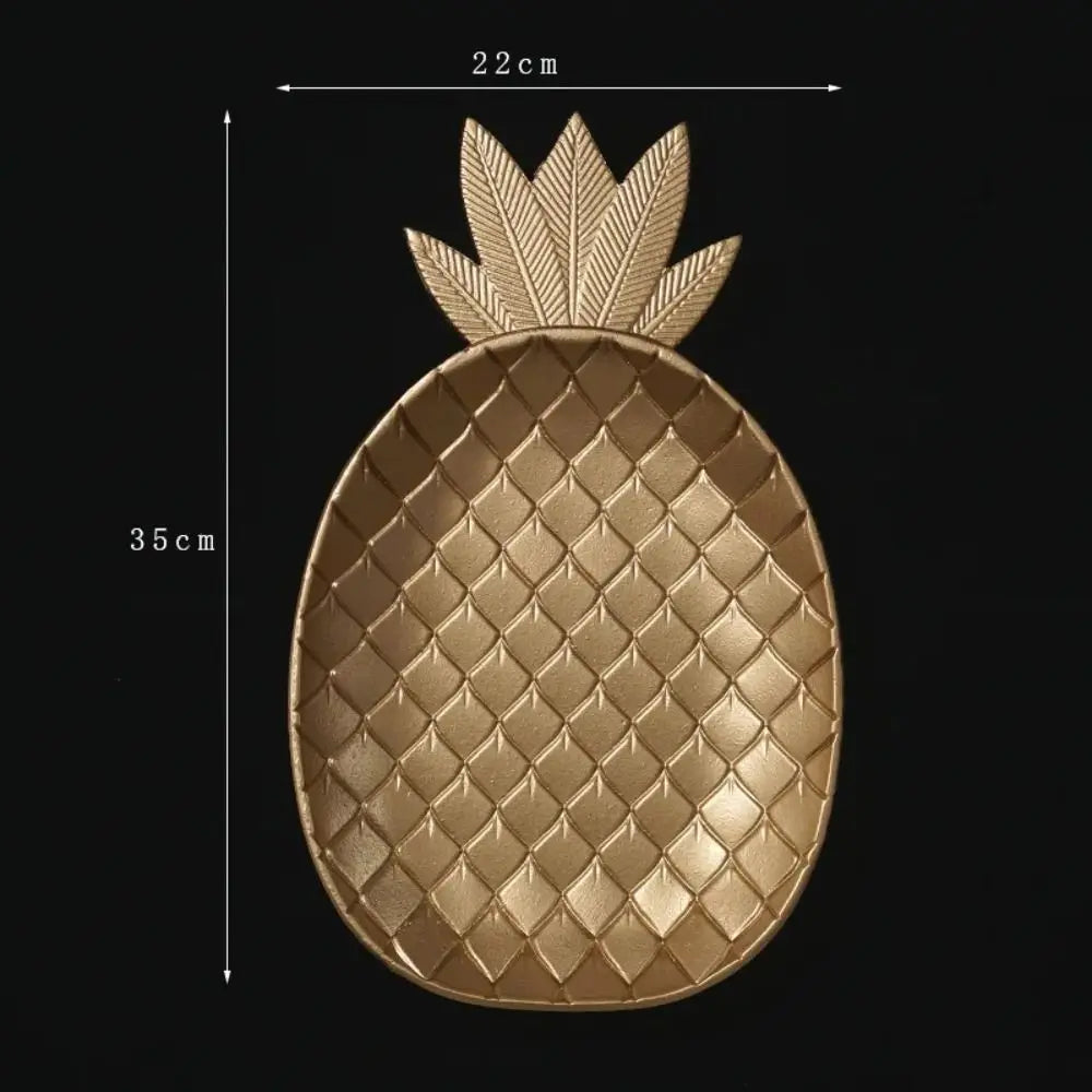 Gold Pineapple & Leaf Decorative Trays – Nordic Style Serving, Jewelry & Snack Dishes