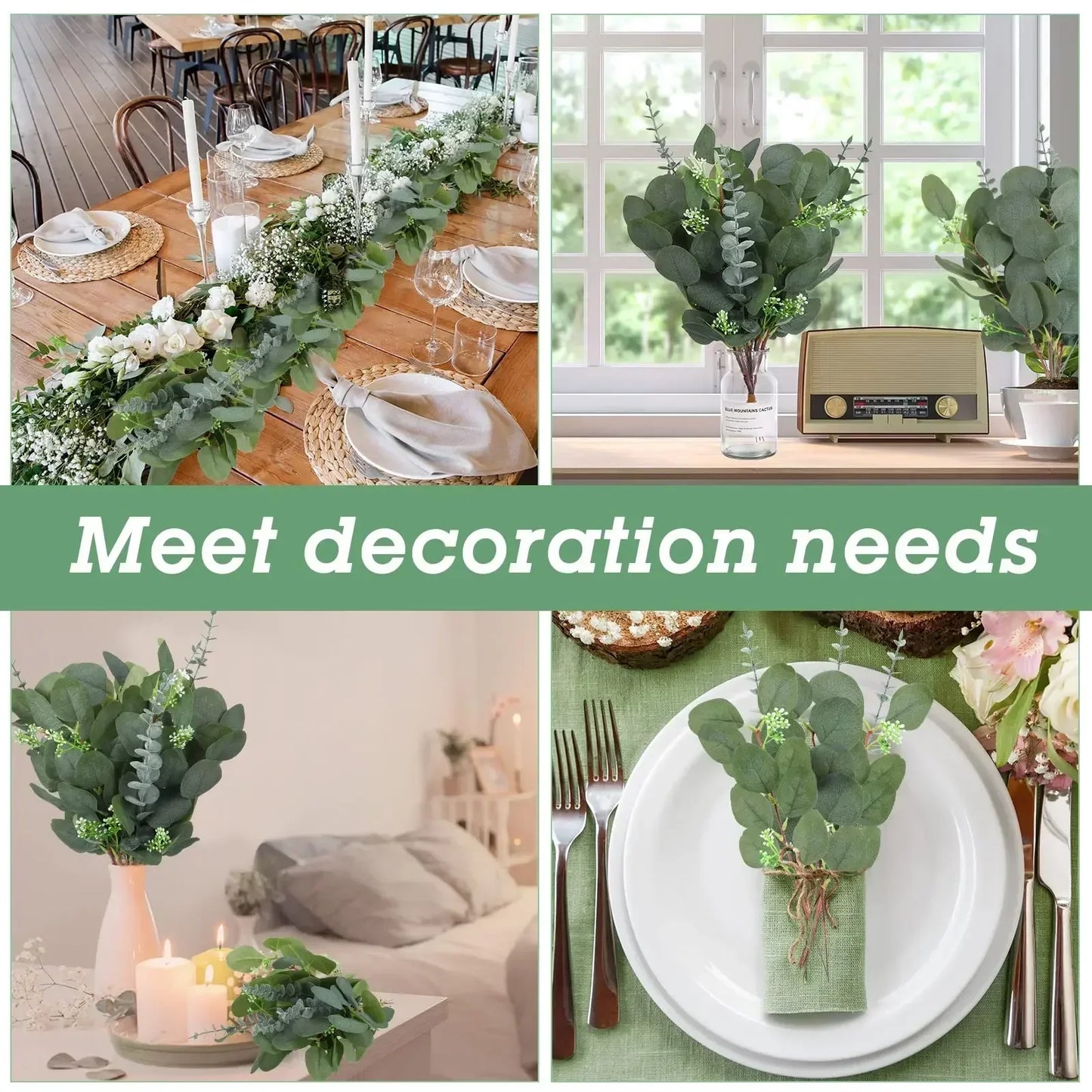 20PCS Artificial Eucalyptus Stems – Silver Dollar Leaf Picks for Bouquets & DIY Floral Decor