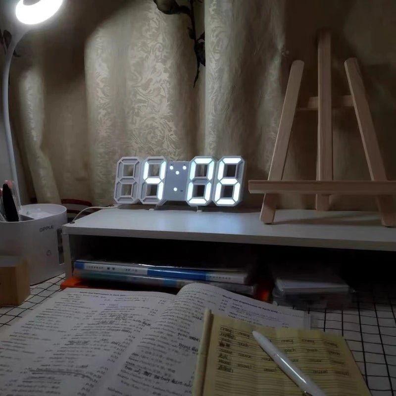 3D LED Digital Alarm Clock with Time, Date & Temperature – Modern Wall & Desk Display