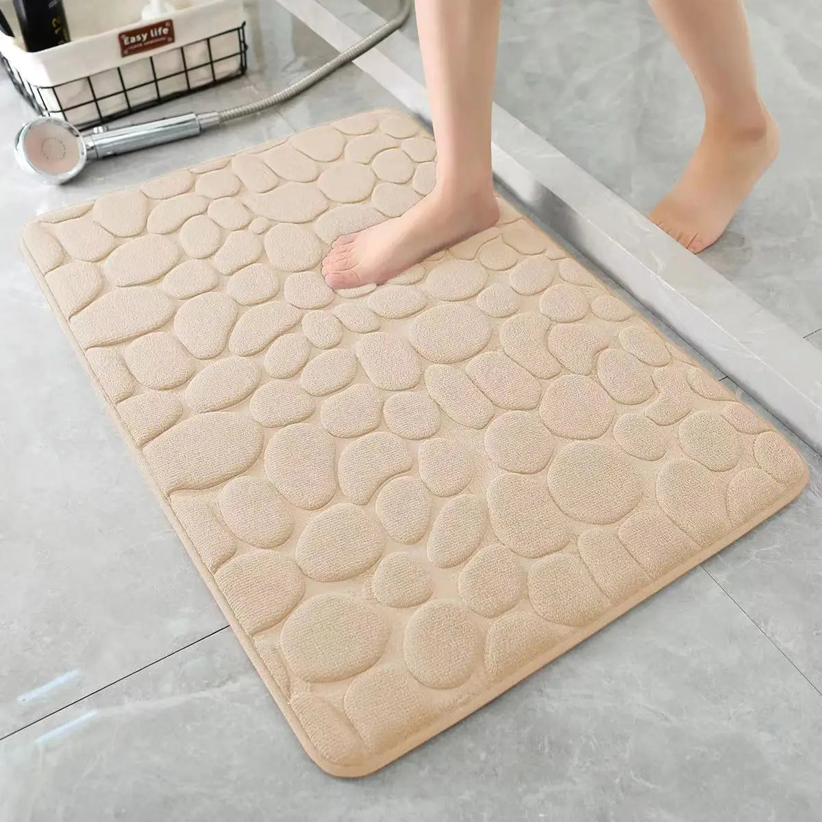 3D Cobblestone Bathroom Mat – Ultra Soft, Anti-Slip, Quick Drying