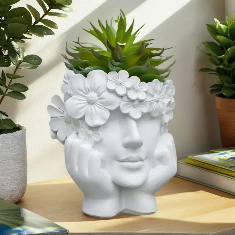 Creative Female Face Resin Flower Pot – Elegant Modern Art Planter for Indoor & Outdoor Decor