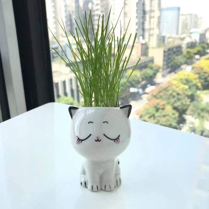 Mini Cat Ceramic Planter – Cute Cartoon Flower Pot for Desktop Decor & Gifting