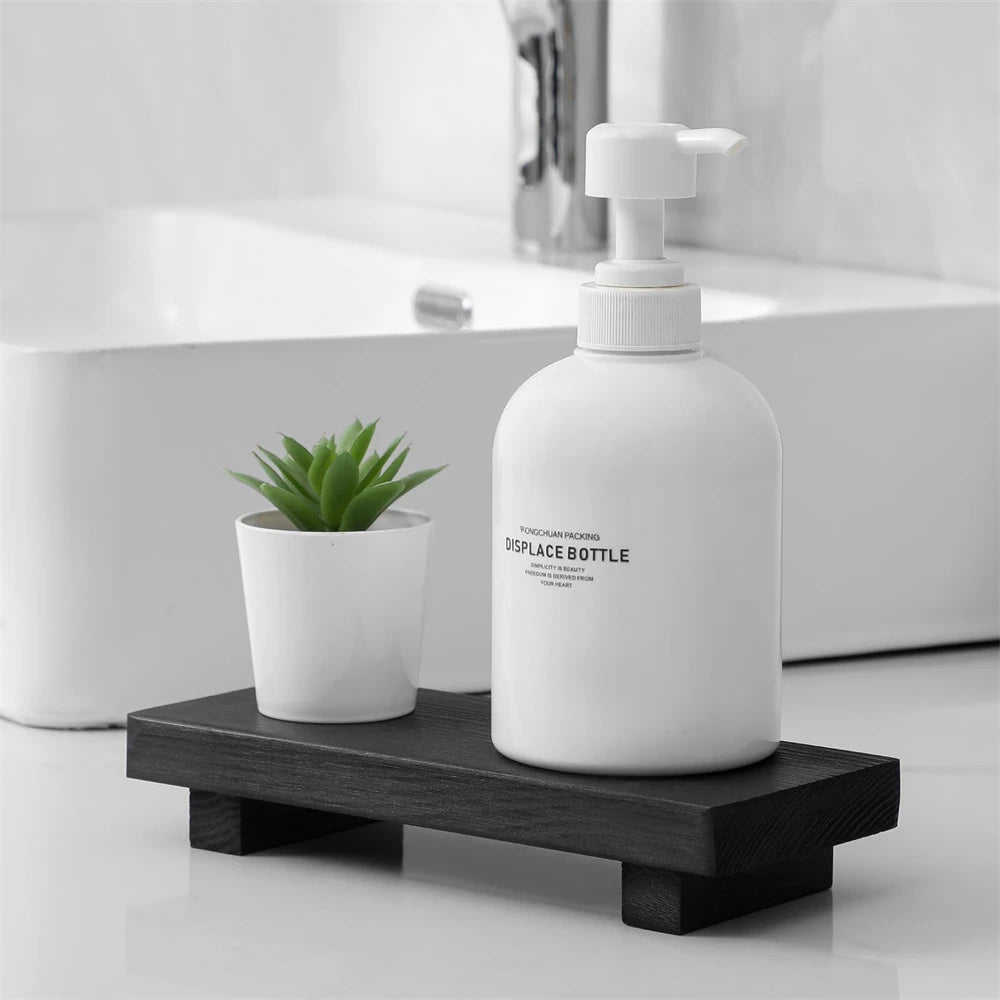 Rustic Wood Pedestal Stand – Small Decorative Riser Tray for Candle, Plant, or Soap Display