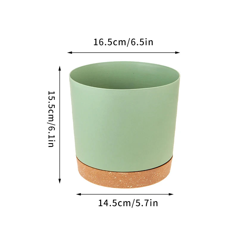 Modern Circular Indoor Plant Pot with Tray – Succulent & Bonsai Planter for Home Decor
