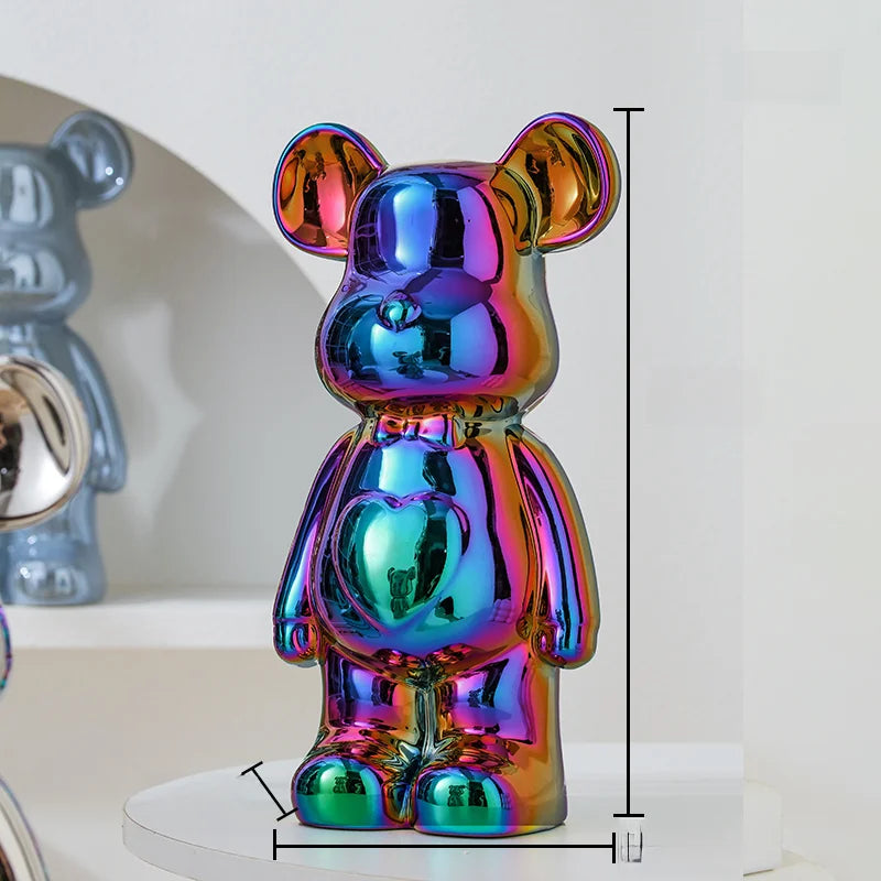 Aesthetic Ceramic Bearbrick Statue – Colorful Modern Home Decor Figure (17/27cm)