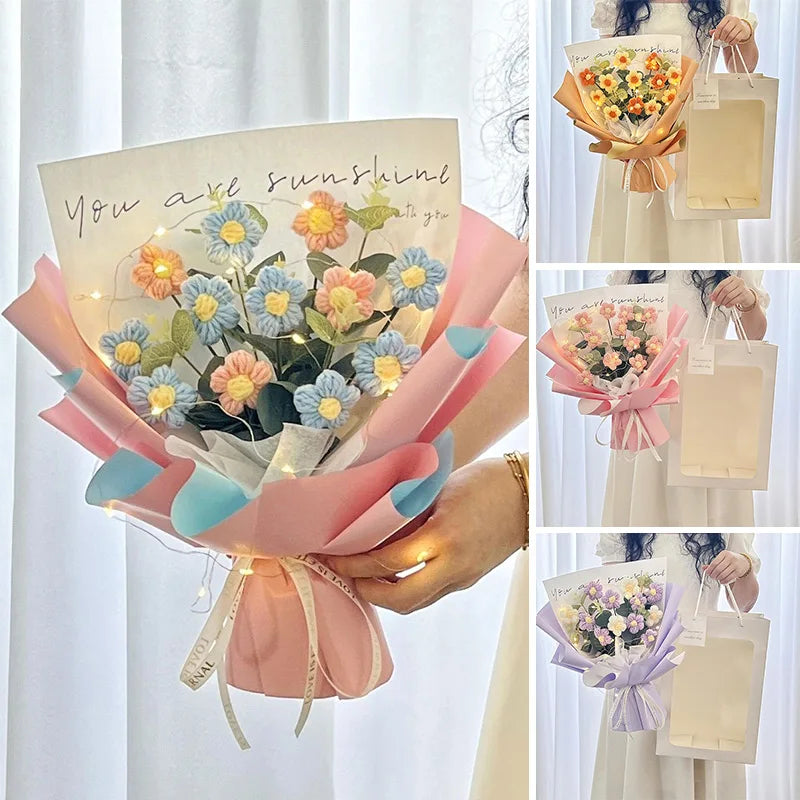 Crochet LED Flower Bouquet – Handmade Graduation & Wedding Gift