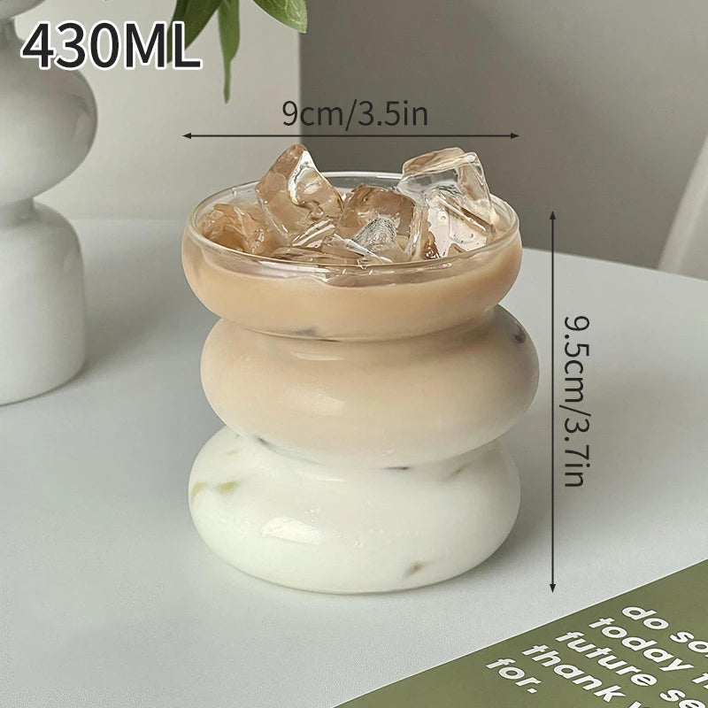 3D Cloud Glass Cup – Heat-Resistant Iced Coffee & Juice Tumbler