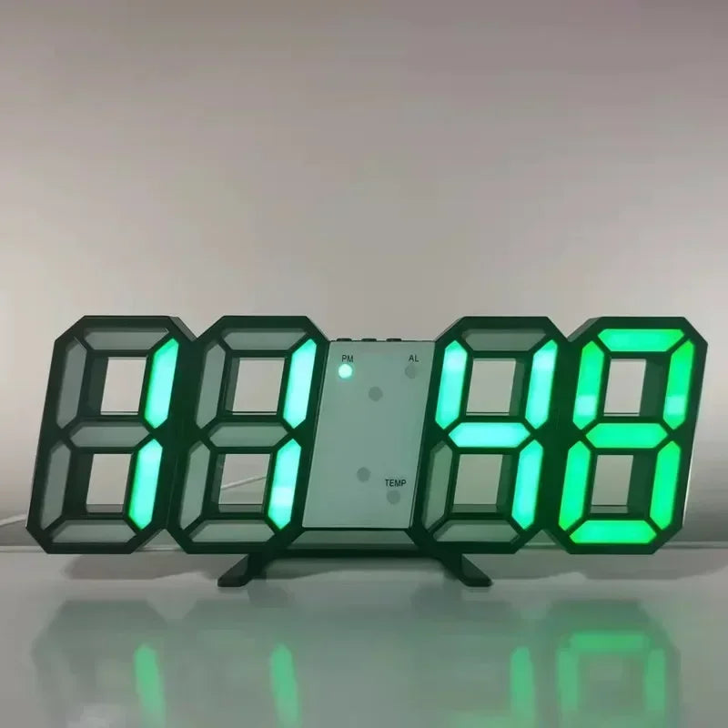 3D LED Digital Alarm Clock with Time, Date & Temperature – Modern Wall & Desk Display