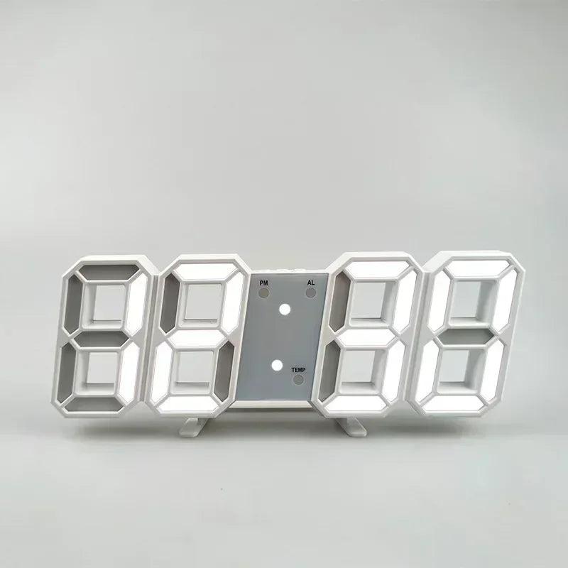 3D LED Digital Alarm Clock with Time, Date & Temperature – Modern Wall & Desk Display