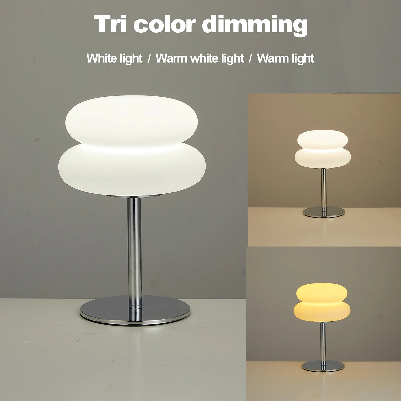 Creamy Dome Table Lamp – USB Plug-In with 3 Color Dimming for Bedroom or Study