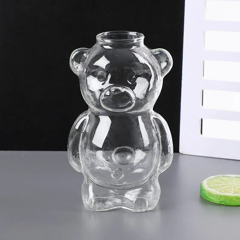 Cartoon Bear Glass Cup with Straw β 320ml Cute Transparent Mug for Juices, Milk Tea & More